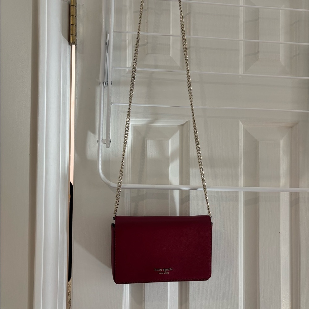 Kate Spade Red Crossbody Bag with Textured Finish